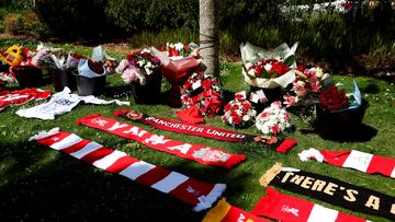 Homenaje al jugador del Liverpool Diogo Jota en Anfield el 3 de julio de 2025 en Liverpool, Inglaterra.