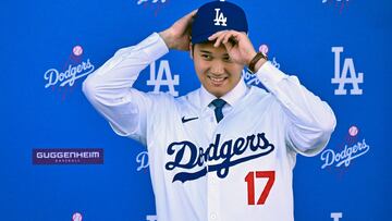 Japanese player Shohei Ohtani takes part in a press conference at Dodgers Stadium in Los Angeles on December 14, 2023. Ohtani has signed a record-shattering $700 million deal with the Los Angeles Dodgers, the richest in North American sports history. (Photo by Frederic J. Brown / AFP)