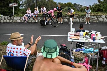 El ciclista portugués Rui Costa durante la crono de hoy. 