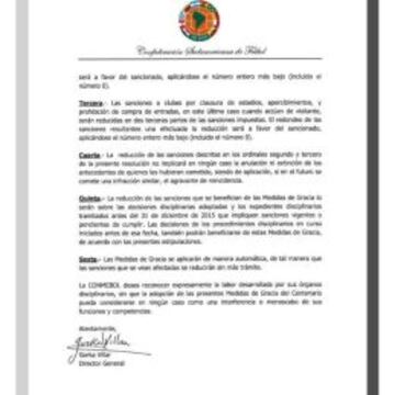 Comunicado de la CONMEBOL sobre las Medidas de Gracia tomadas por la organizaci&oacute;n con motivo de su Centenario.