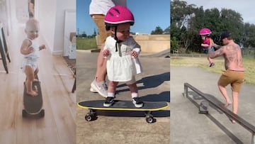 Polly Anna Gray, skater de 11 meses, patinando.