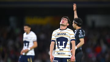 Pablo Monroy of Pumas during the 16th round match between Pumas UNAM and Santos as part of the Liga BBVA MX, Torneo Clausura 2025 at Olimpico Universitario Stadium, on April 16, 2025 in Mexico City, Mexico.
