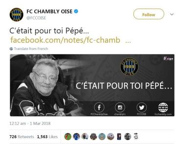 Modest Chambly make history on same night club founder dies