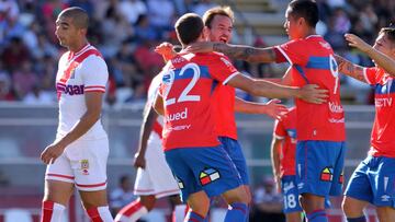 Futbol, Curico Unido vs Universidad Catolica.Unido durante el partido de primera division disputado en el estadio La Granja de Curico, Chile.
 11/02/2018
 Jose Arcos/Photosport*****
 
 Football, Curico Unido vs Universidad Catolica.
 Universidad Catolica 