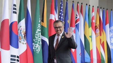 World Health Organization (WHO) Director-General Tedros Adhanom Ghebreyesus arrives for the G20 Leaders' Summit in Bali, Indonesia, 15 November 2022. The 17th Group of Twenty (G20) Heads of State and Government Summit runs from 15 to 16 November 2022.  Mast Irham/Pool via REUTERS