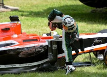 Kobayashi después de abandonar la carrera en el Circuito Gilles Villeneuve en Montreal