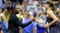 Maria Sharapova y Serena Williams se saludan tras su partido en el US Open.