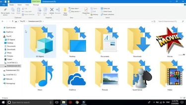 Qué es y cómo quitar u ocultar la dos flechas azules en los iconos de Windows 10