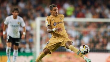 VALENCIA, SPAIN - OCTOBER 29: Raphael Dias 'Raphinha' of FC Barcelona in action during the LaLiga Santander match between Valencia CF and FC Barcelona at Estadio Mestalla on October 29, 2022 in Valencia, Spain. (Photo by Francisco Macia/Quality Sport Images/Getty Images)