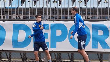 Bermejo, durante el entrenamiento de esta mañana.