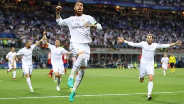 Sergio Ramos marcó el primer gol de la final de la Champions de 2016 contra el Atlético de Madrid.