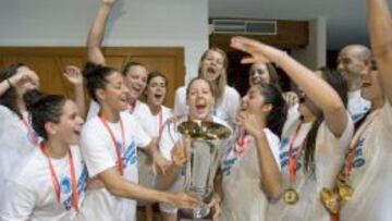 Las jugadoras del CN Sabadell celebran el t&iacute;tulo europeo. 