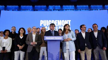 Exiled Catalan separatist leader and Junts Per Catalunya (Together for Catalonia) party candidate Carles Puigdemont reacts on the day of Catalonia's regional elections, in the French town of Argeles-sur-Mer, , May 12, 2024. REUTERS/Bruna Casas