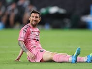 MIAMI, FLORIDA - APRIL 04: Lionel Messi #10 of Inter Miami CF reacts during the MLS match between Inter Miami CF and Austin FC at Nu Stadium on April 04, 2026 in Miami, Florida. Tomas Diniz Santos/Getty Images/AFP (Photo by Tomas Diniz Santos / GETTY IMAGES NORTH AMERICA / Getty Images via AFP)