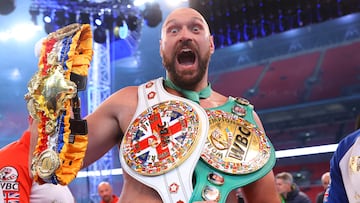LONDON, ENGLAND - APRIL 23: Tyson Fury is victorious as he defeats Dillian Whyte during their WBC heavyweight championship fight at Wembley Stadium on April 23, 2022 in London, England. (Photo by Mikey Williams/Top Rank Inc via Getty Images)
PUBLICADA 13/08/22 NA MA30 1COL