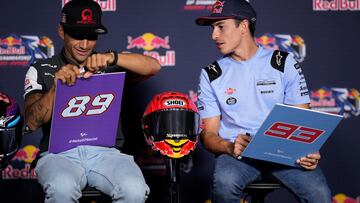 Martín y Márquez en la rueda de prensa de Misano.