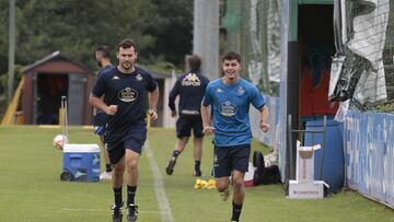 Trilli en un entrenamiento del Deportivo.