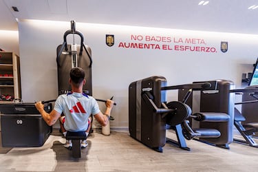 Dani Olmo ejercitándose en el gimnasio.