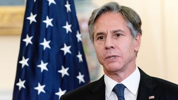 US Secretary of State Antony Blinken speaks as he meets with Philippines Foreign Minister Teodoro Locsin at the State Department in Washington, DC on September 9, 2021.