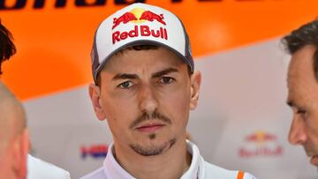 Repsol Honda&#039;s rider Jorge Lorenzo of Spain looks on during the third practice session at Losail track in Doha on March 9, 2019 ahead of the season&#039;s start at Qatar MotoGP grand prix on March 10. (Photo by GIUSEPPE CACACE / AFP)