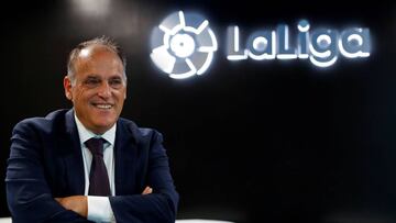 FILE PHOTO: La Liga President Javier Tebas poses during an interview with Reuters at the La Liga headquarters in Madrid, Spain, October 2, 2018.  REUTERS/Paul Hanna/File Photo