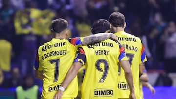 Brian Rodriguez, Henry Martinez of America during the 10th round match between Puebla and America as part of the Liga BBVA MX, Torneo Clausura 2026 at Cuauhtemoc Stadium, on February 20, 2026 in Puebla, Mexico.