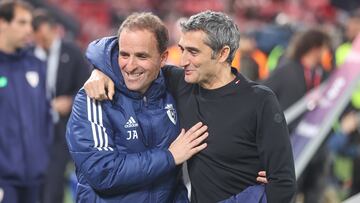 Jagoba Arrasate y Ernesto Valverde, entrenadores del Osasuna y Athletic Club respectivamente.