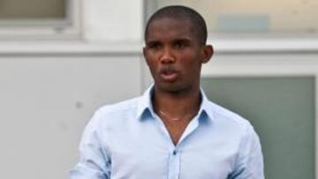 <b>ÍDOLO. </b>Samuel Etoo, a su llegada al hotel romano, en las horas previas a la final de la Champions.