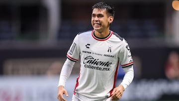 Aug 6, 2025; Atlanta, GA, USA; Atlas midfielder Jorge Rodriguez (25) in action against Atlanta United in the first half at Mercedes-Benz Stadium. Mandatory Credit: Brett Davis-Imagn Images