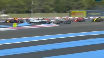 Accidentada salida en Francia: toque entre Vettel y Bottas