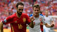 Juanfran, durante el partido ante la Rep&uacute;blica Checa.