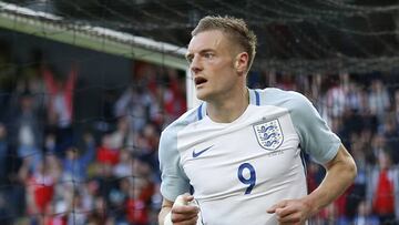 Jamie Vardy, jugador del Leicester, con la selección de Inglaterra en el amistoso ante Turquía disputado el pasado domingo en el Etihad Stadium de Manchester.