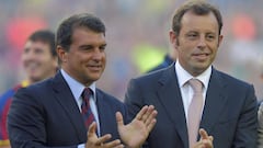 Imagen retrocpectiva de Joan Laporta con Sandro Rosell.