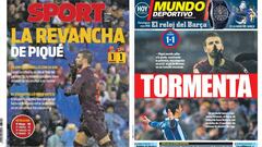 Portadas de los diarios Sport y Mundo Deportivo del d&iacute;a 5 de febrero de 2018.