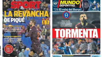 Portadas de los diarios Sport y Mundo Deportivo del día 5 de febrero de 2018.