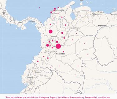 Mapa de casos y muertes por coronavirus por departamentos en Colombia: hoy, 22 de febrero
