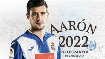 Aarón tras ampliar su contrato con el Espanyol hasta 2022.