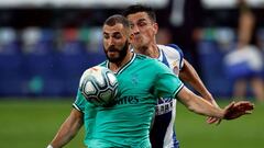 Benzema, durante el Espanyol-Real Madrid.