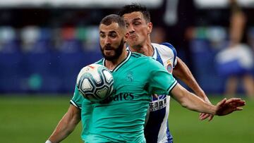 Benzema, durante el Espanyol-Real Madrid.