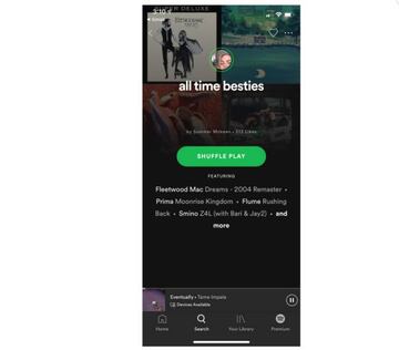 El icono verde sobre el t&iacute;tulo de la Playlist es el acceso a las Spotify Stories