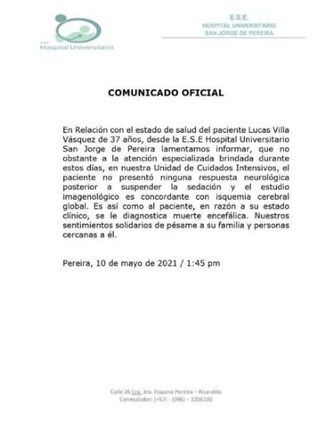 Lucas Villa, se confirma la muerte cerebral: parte médico y última hora