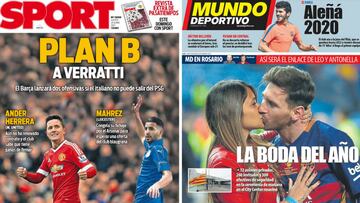 Portadas de &#039;Sport&#039; y &#039;Mundo Deportivo&#039; el jueves, 29 de junio de 2017.