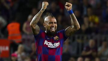 Vidal celebra un gol contra el Sevilla.