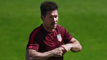 Simeone durante un entrenamiento del Atlético.