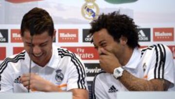 Cristiano y Marcelo sufrieron un ataque de risa durante el acto.