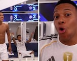Joy erupts in the Real Madrid locker room after beating Barcelona in El Clásico