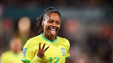 Adelaide (Australia), 24/07/2023.- Ary Borges of Brazil celebrates after scoring her third goal during the FIFA Women's World Cup group F soccer match between Brazil and Panama in Adelaide, Australia, 24 July 2023. (Mundial de Fútbol, Brasil, Adelaida) EFE/EPA/MATT TURNER AUSTRALIA AND NEW ZEALAND OUT EDITORIAL USE ONLY
