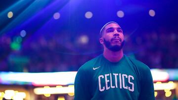 Jayson Tatum, antes de un partido de la NBA de Boston Celtics