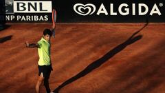 ROME, ITALY - MAY 12: Cristian Garin of Chile reacts during the Men's Singles Round 3 match against Marin Cilic of Croatia on day five of Internazionali BNL D'Italia at Foro Italico on May 12, 2022 in Rome, Italy. (Photo by Julian Finney/Getty Images)