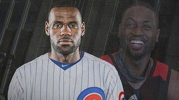 LeBron James, con la camiseta de los Cubs,